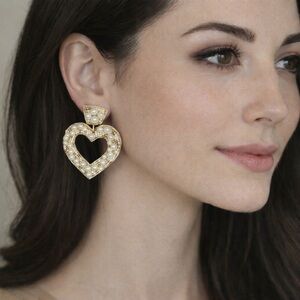 Love Lyss Penelope Pear Pearl Heart Statement Earrings